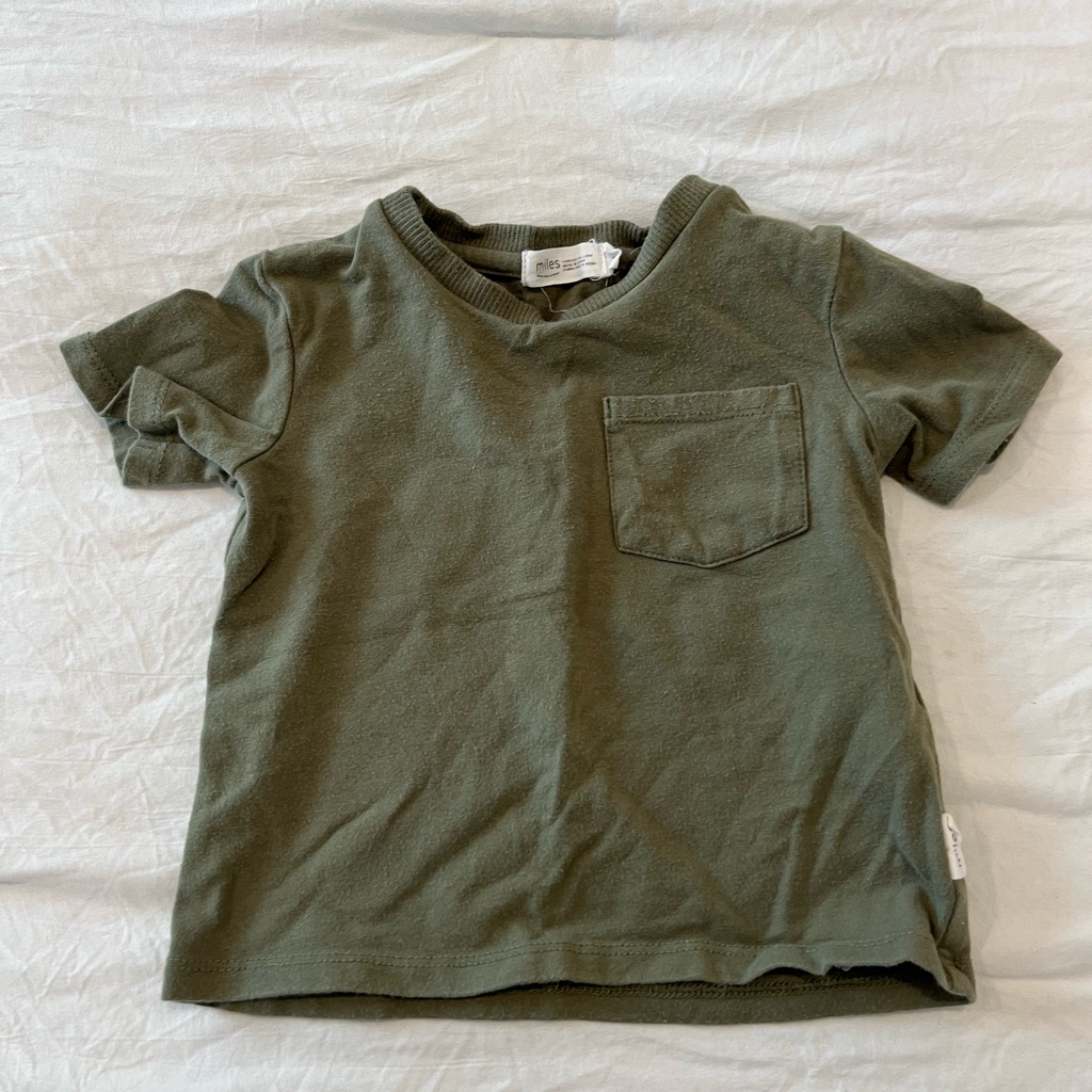 Miles The Label Olive Green Boys’ Tee With Pocket 9 Mo